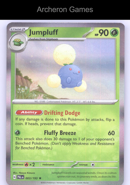 Pokemon Card Jumpluff PAL 003/193 R Paldea Evolved Holo