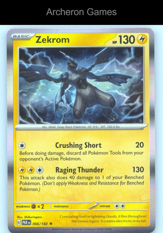 Pokemon Card Zekrom PAR 066/182 R Paradox Rift Holo
