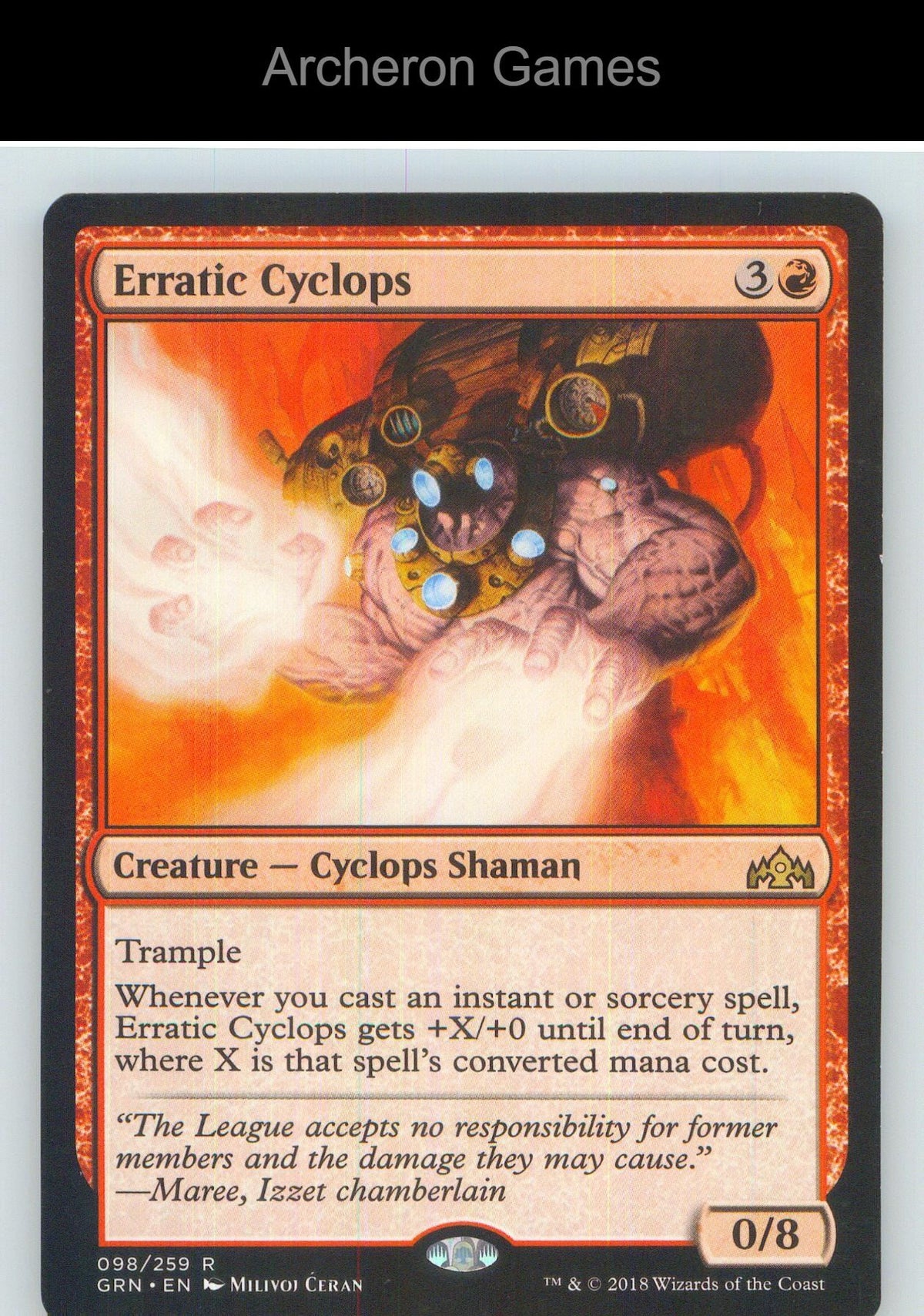 Erratic Cyclops GRN 98 R MTG Card NM/EX+