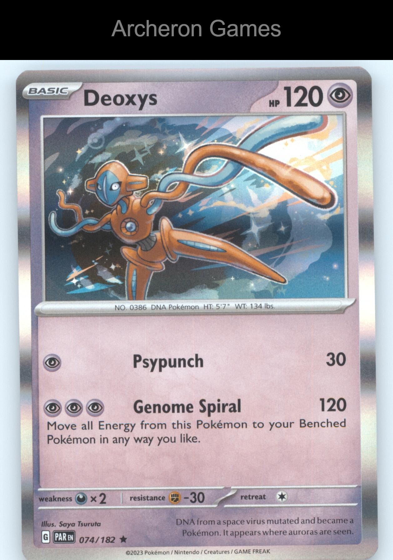 Pokemon Card Deoxys PAR 074/182 R Paradox Rift Holo