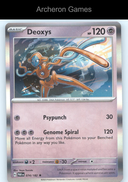 Pokemon Card Deoxys PAR 074/182 R Paradox Rift Holo