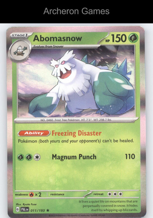 Pokemon Card Abomasnow PAL 011/193 R Paldea Evolved Holo