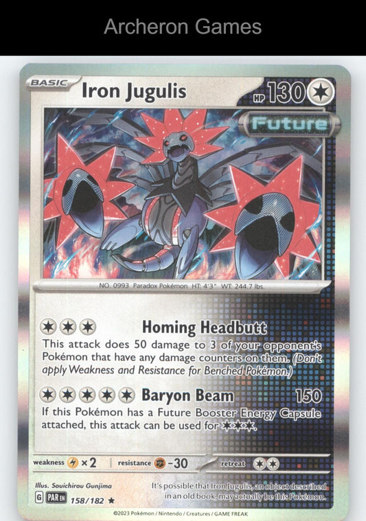 Pokemon Card Iron Jugulis PAR 158/182 R Paradox Rift Holo