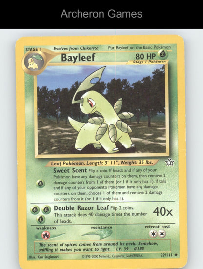 Pokemon Card Bayleef N1 29/111 UC Neo Genesis Unlimited