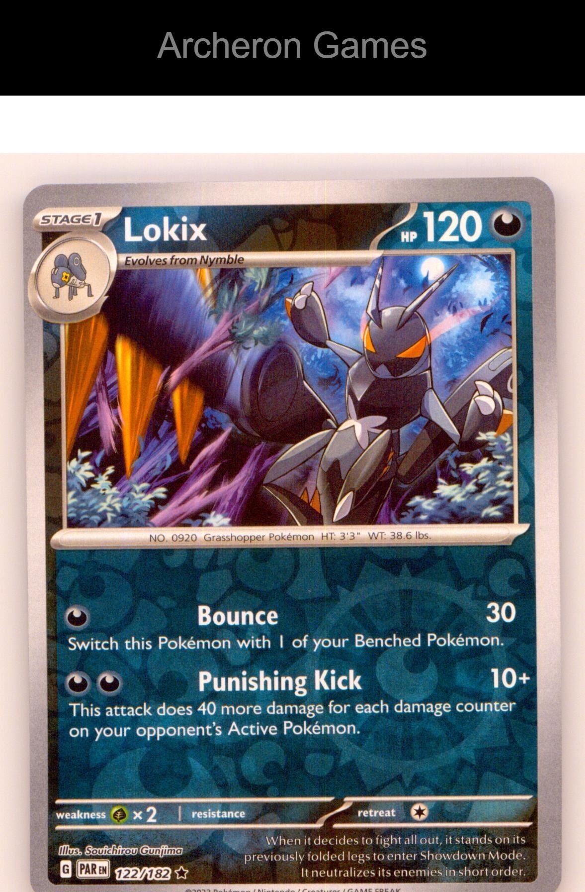 Pokemon Card Lokix PAR 122/182 R Paradox Rift Reverse Holo