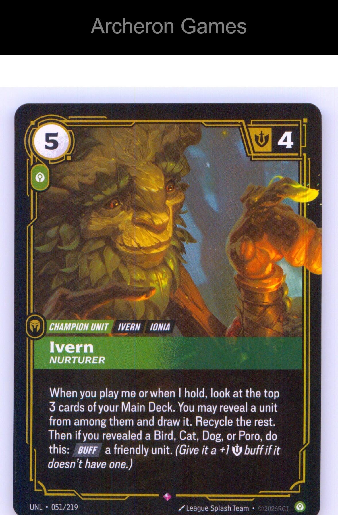 Ivern - Nurturer UNL 051/219 R Unleashed Riftbound Card