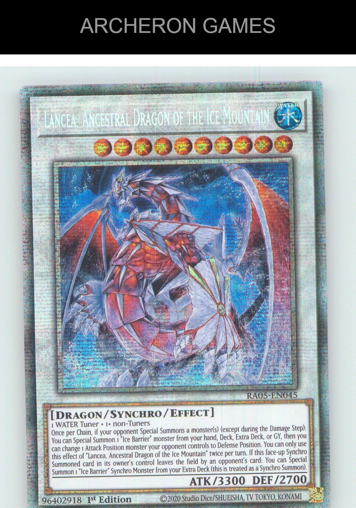 Lancea, Ancestral Dragon of the Ice Mountain (Starlight Rare) YUGIOH 1st Edition