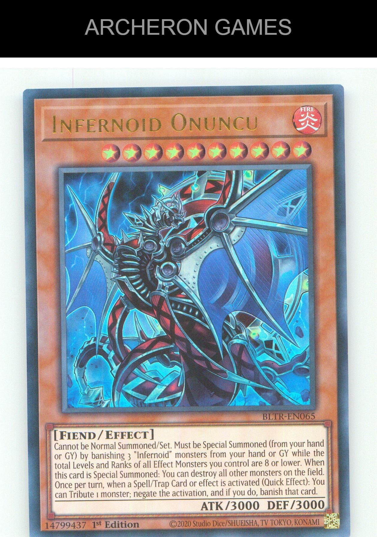 Infernoid Onuncu UR YUGIOH Card 1st Edition