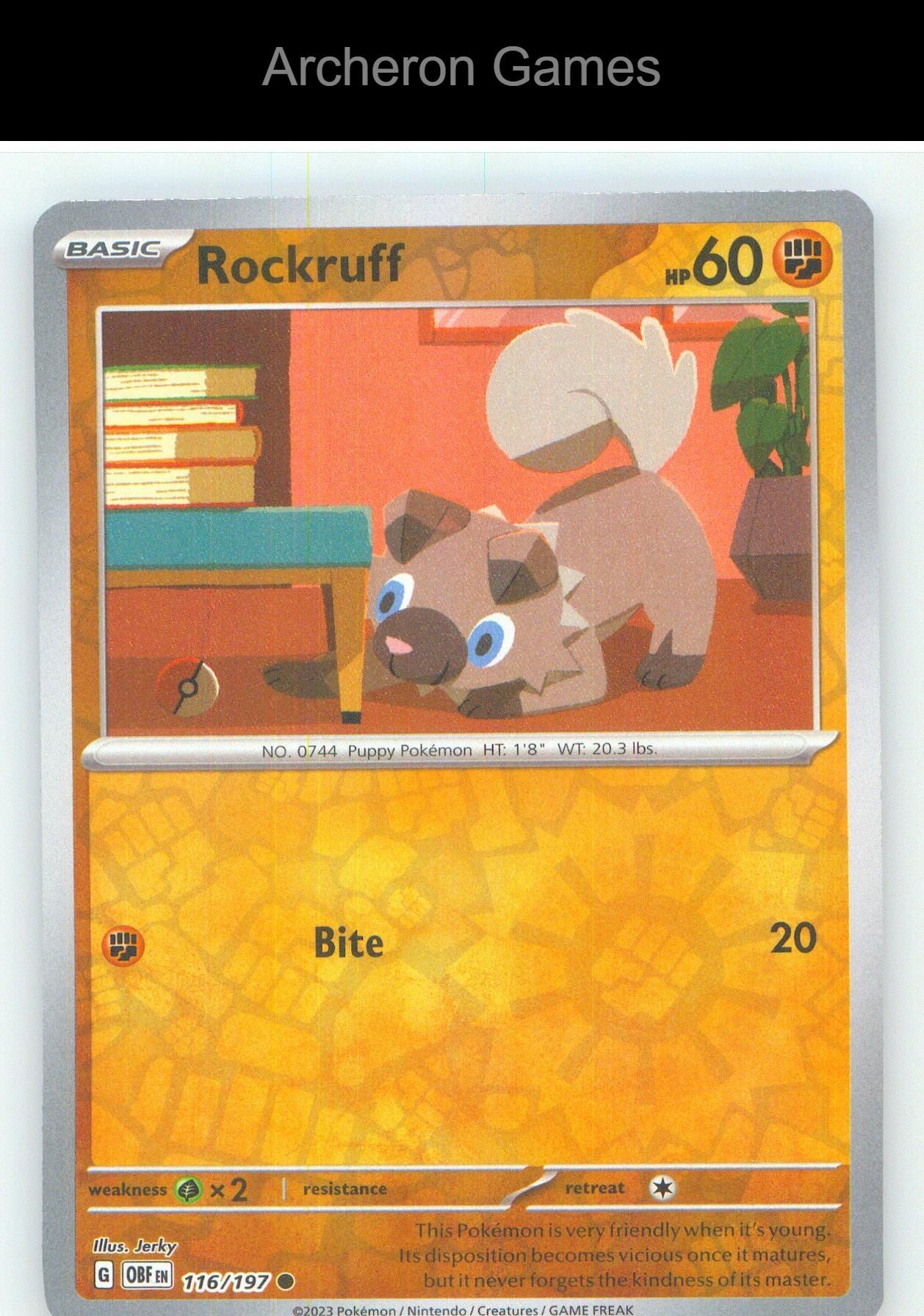Pokemon Card Rockruff OBF 116/197 C Obsidian Flames Reverse Holo