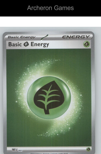 Pokemon Card Basic Grass Energy - 001 MEE 1 Mega Evolution Energies Reverse Holo