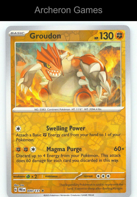 Pokemon Card Groudon PRE 049/131 R Prismatic Evolutions Reverse Holo