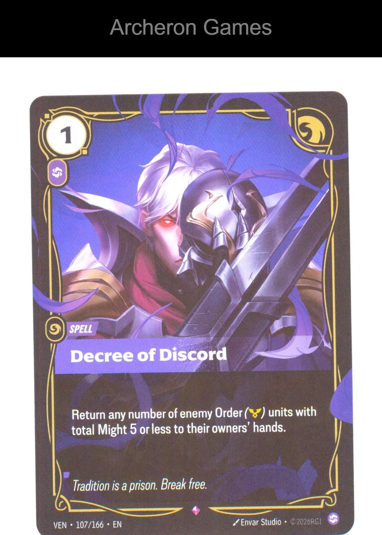 Decree of Discord VEN 107/166 R Vendetta Riftbound Card Foil