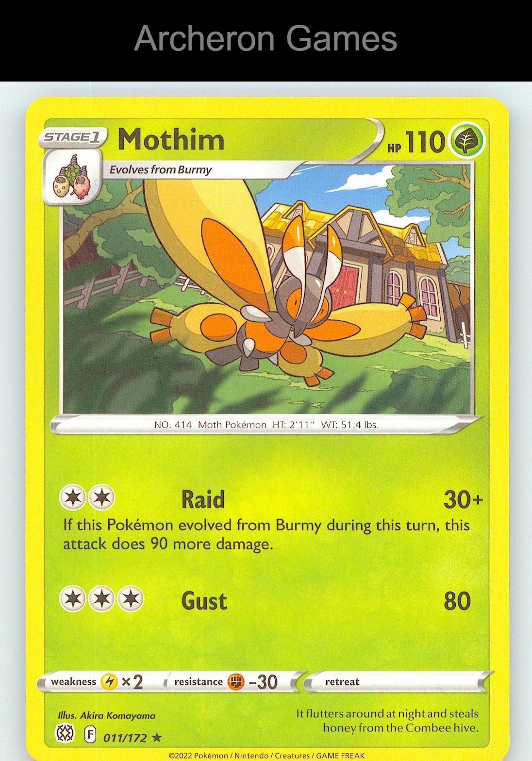 Pokemon Card Mothim BRS 011/172 R Brilliant Stars