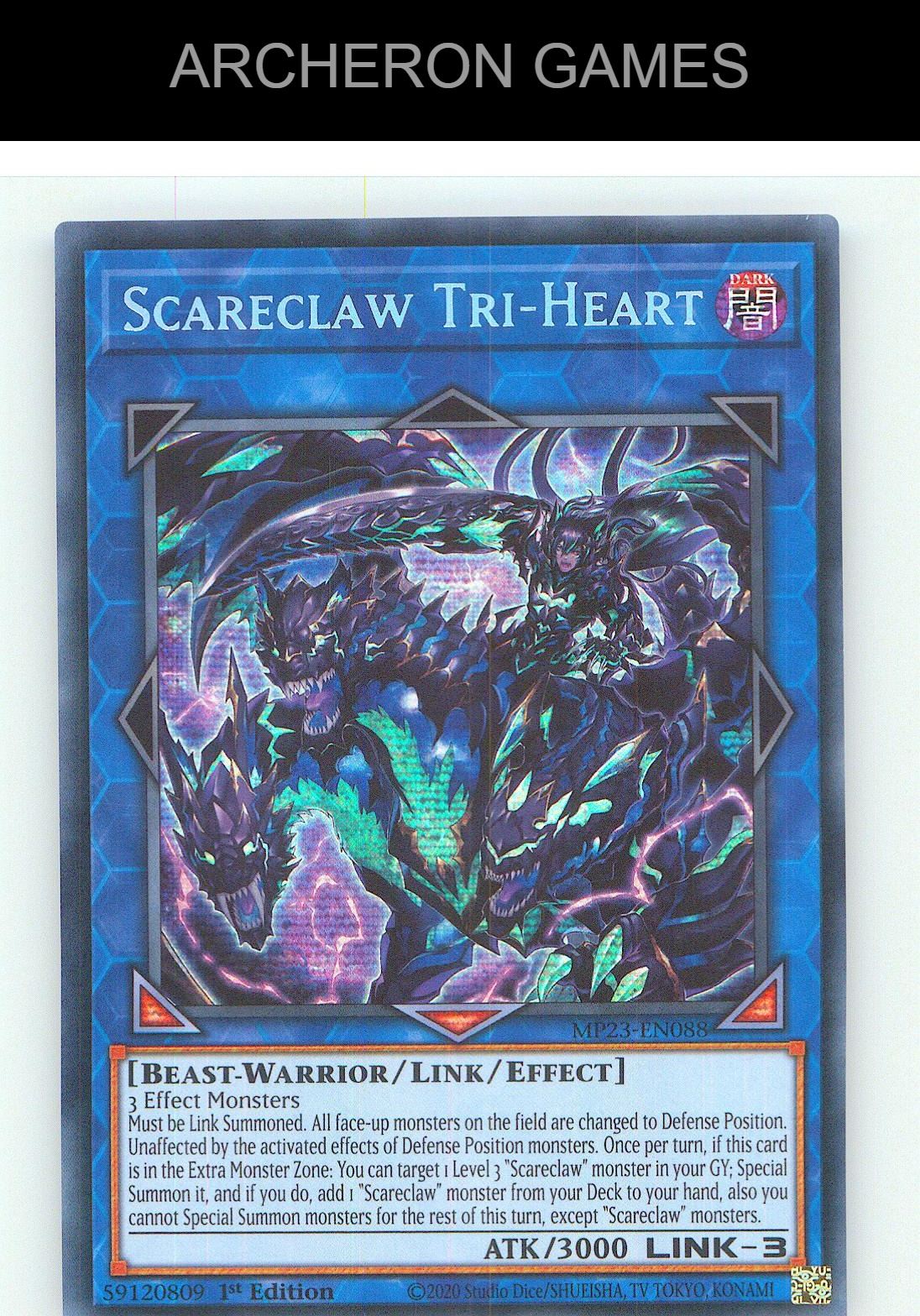 Scareclaw Tri-Heart Prismatic Secret Rare YUGIOH Card 1st Edition