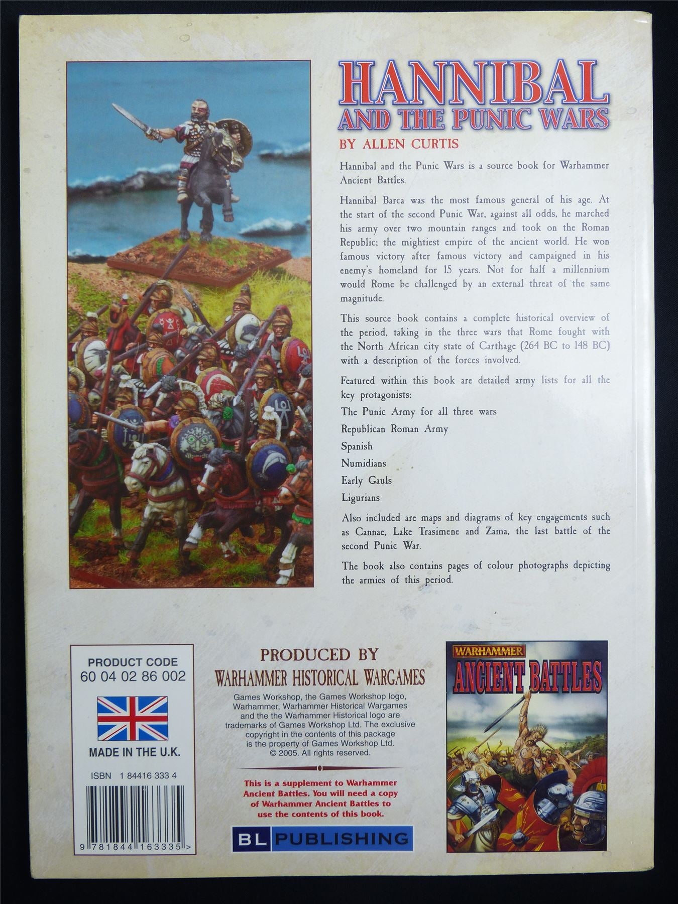 Hannibal and the Punic Ware Wargames Rulebook OOP - Warhammer Softback #K4