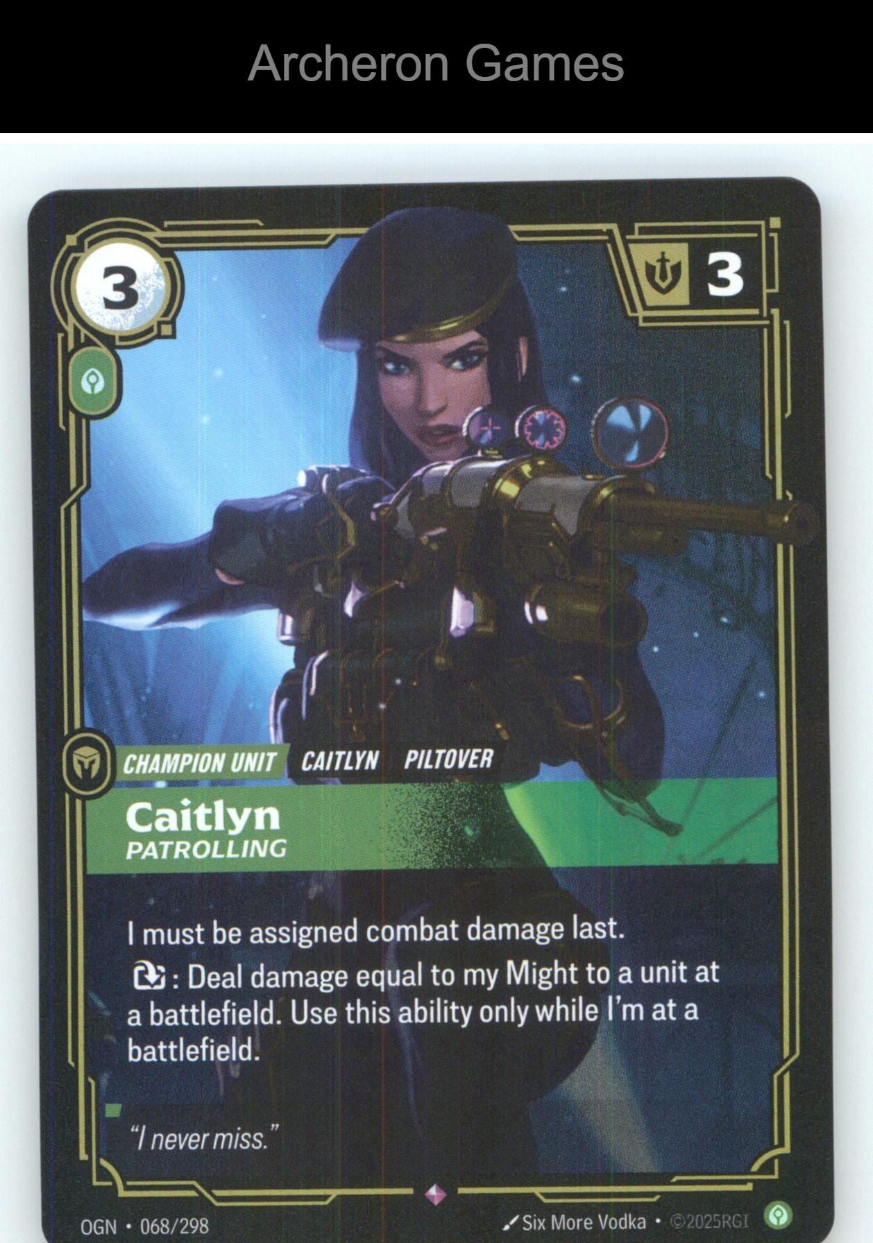 Caitlyn - Patrolling OGN 068/298 R Origins Riftbound Card Foil