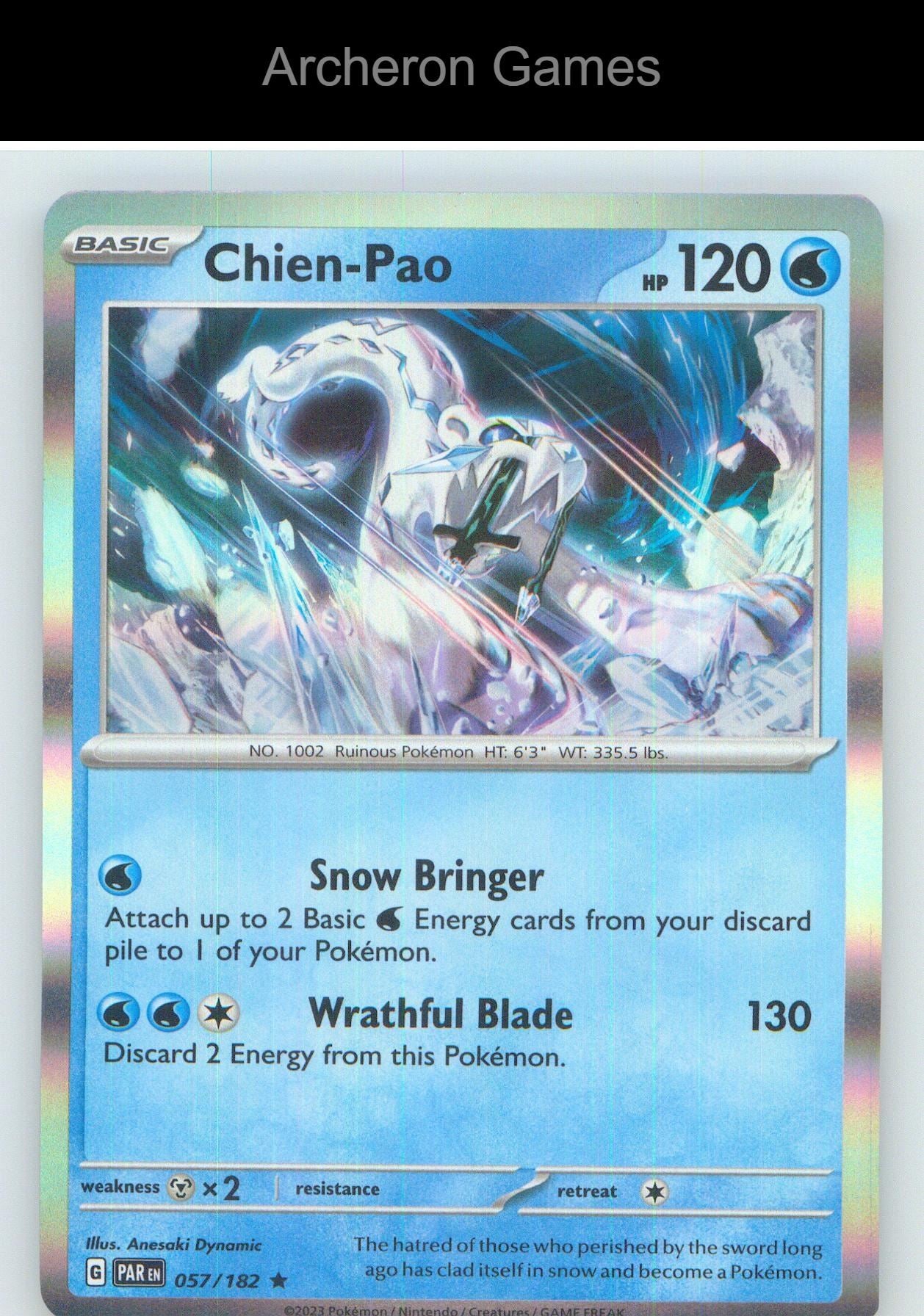 Pokemon Card Chien-Pao PAR 057/182 R Paradox Rift Holo