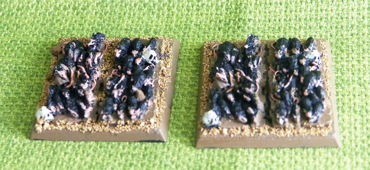 OOP Classic Metal Skaven - Rat Swarms x 2 on Large Plastic Bases - Painted - Warhammer AoS 40k #EA