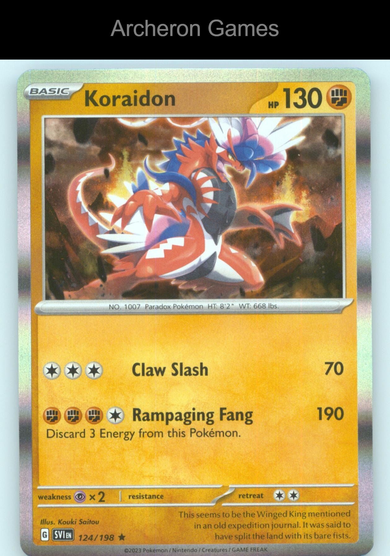 Pokemon Card Koraidon SVI 124/198 R Scarlet & Violet Holo