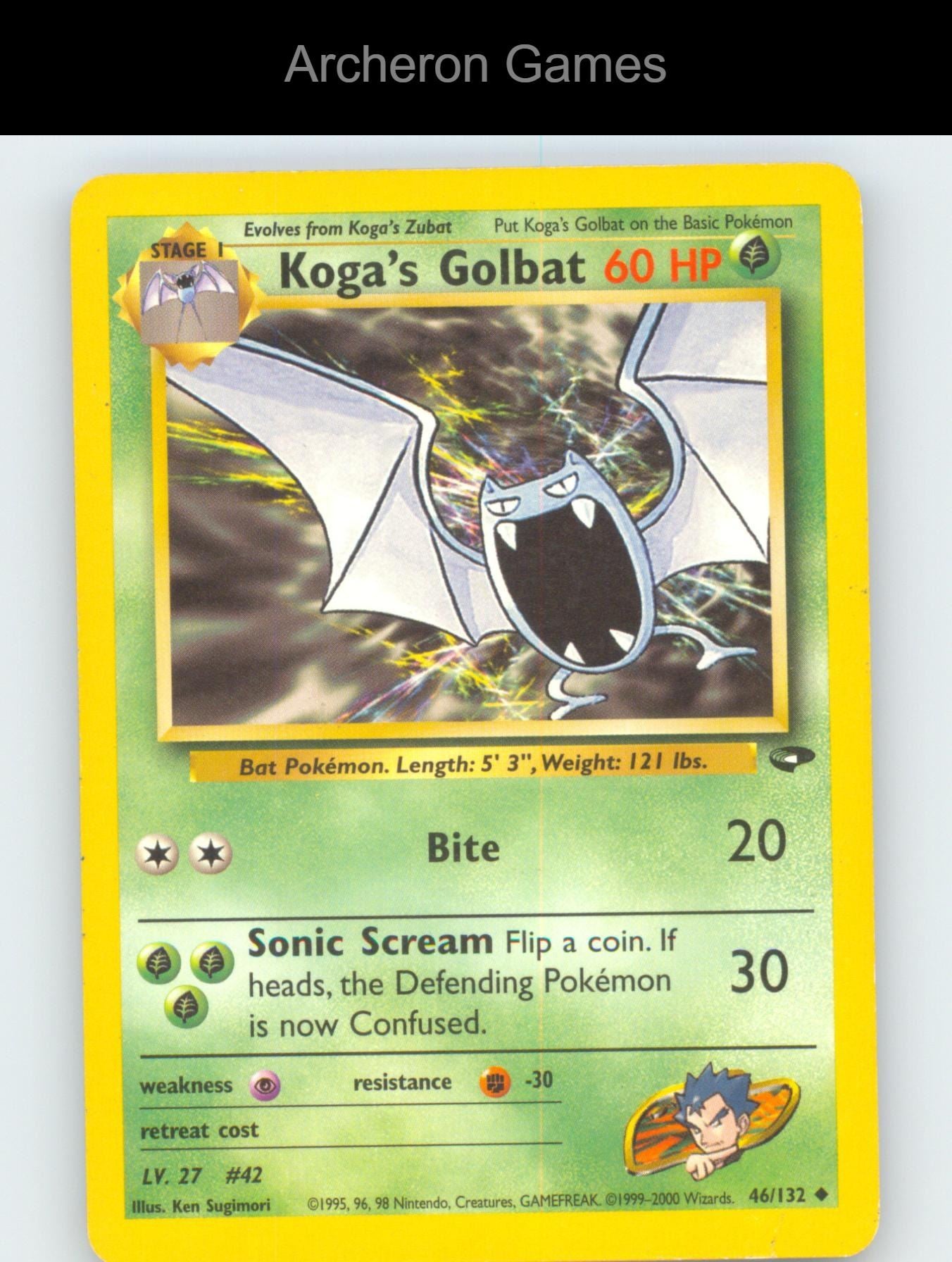 Pokemon Card Koga's Golbat G2 46/132 UC Gym Challenge Unlimited