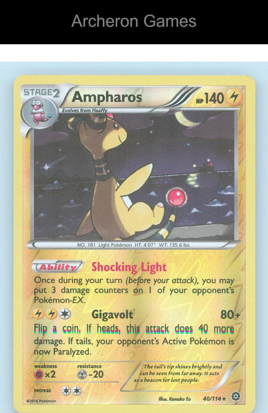 Pokemon Card Ampharos (XY Steam Siege) PR 40/114 R Deck Exclusives