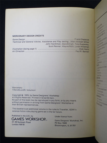 Traveller: Book 4 Mercenary  - Roleplaying Booklet #2TF