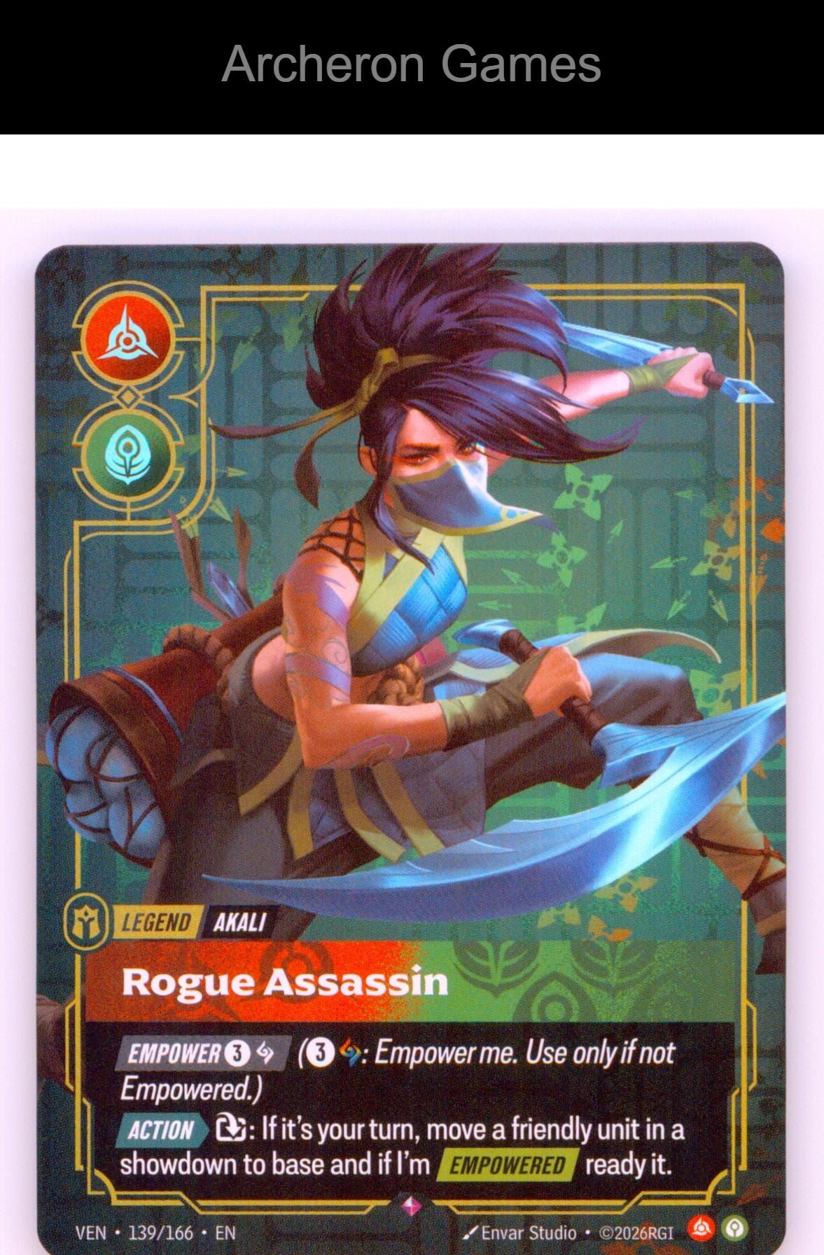 Akali - Rogue Assassin VEN 139/166 R Vendetta Riftbound Card