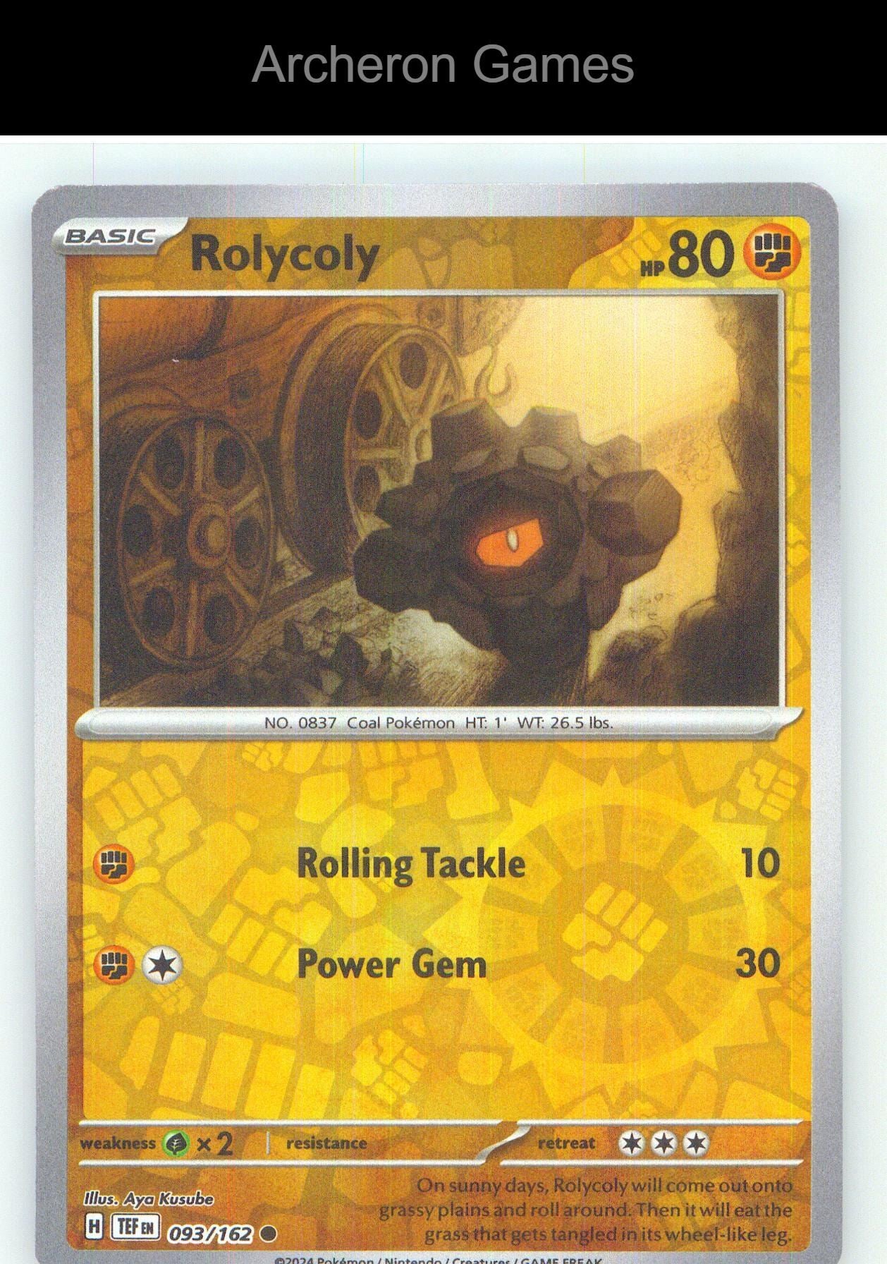 Pokemon Card Rolycoly TEF 093/162 C Temporal Forces Reverse Holo