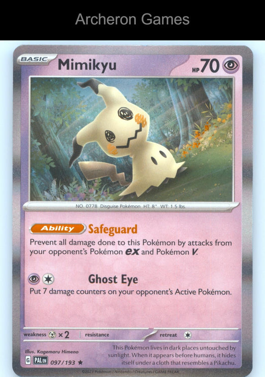 Pokemon Card Mimikyu PAL 097/193 R Paldea Evolved Holo