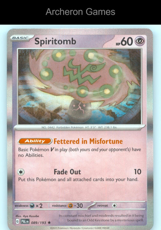 Pokemon Card Spiritomb PAL 089/193 R Paldea Evolved Holo