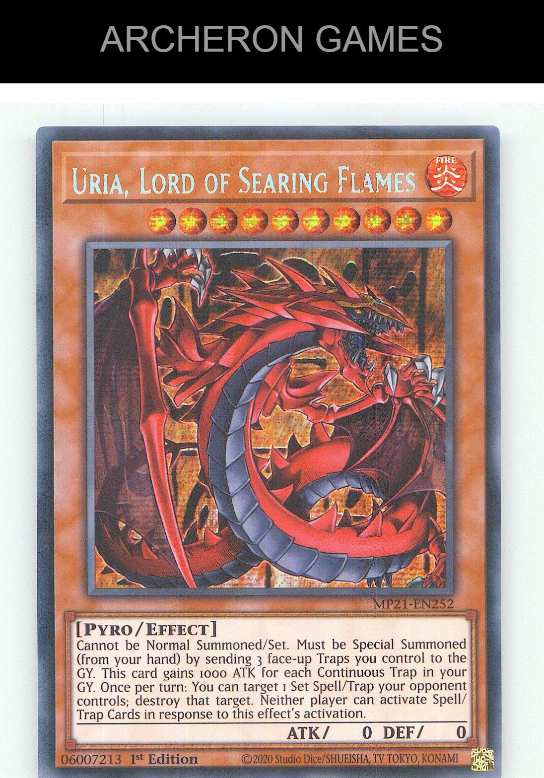 Uria, Lord of Searing Flames Prismatic Secret Rare YUGIOH Card 1st Edition