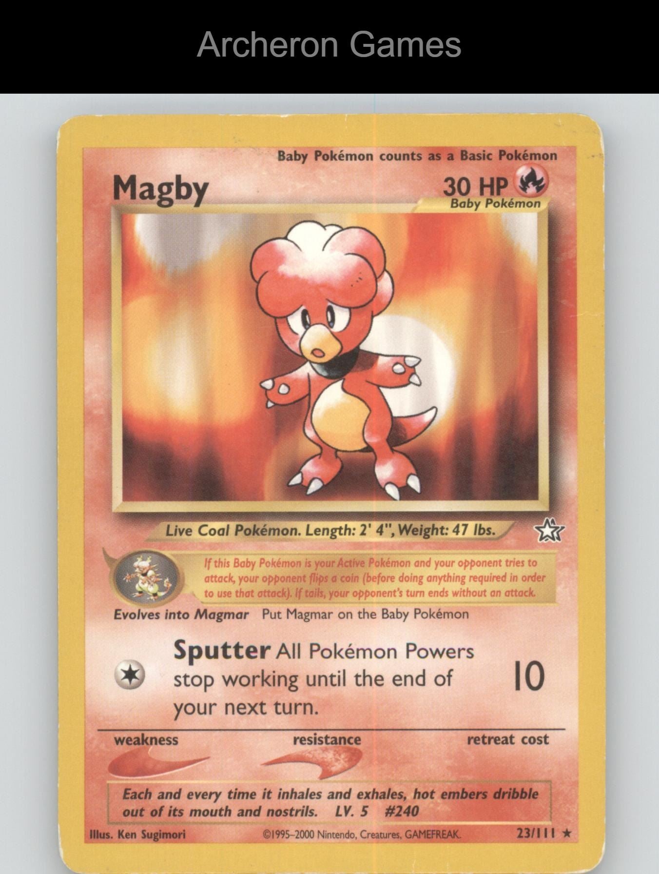 Pokemon Card Magby N1 23/111 R Neo Genesis Unlimited