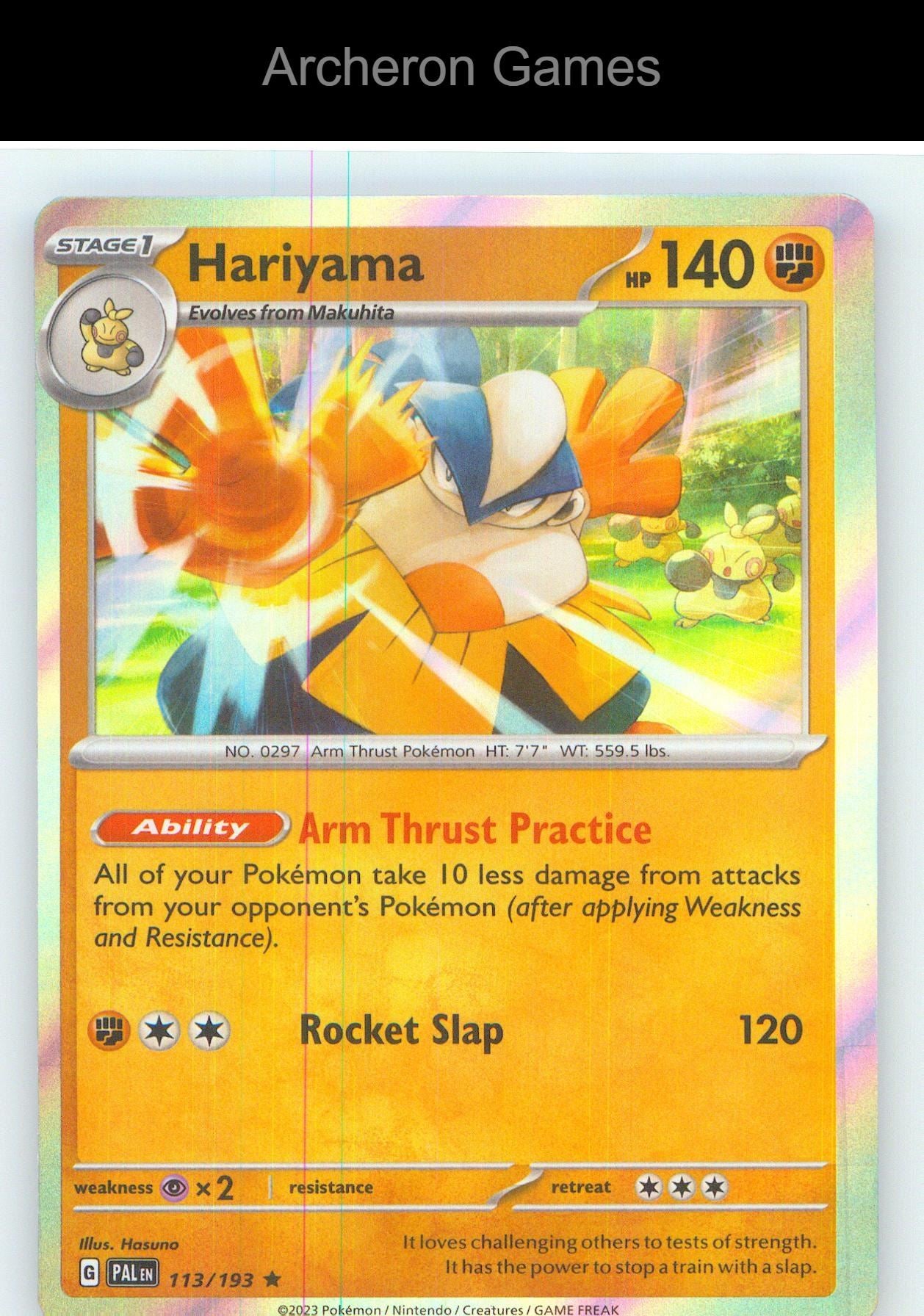 Pokemon Card Hariyama PAL 113/193 R Paldea Evolved Holo