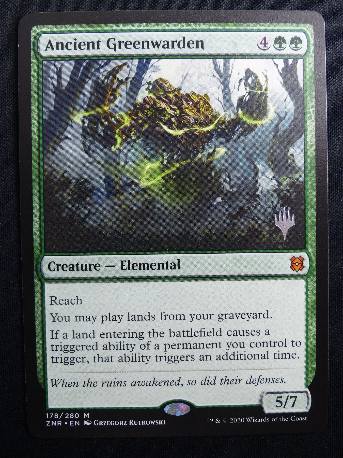 Ancient Greenwarden Promo stamped - ZNR - Mtg Card #3FO