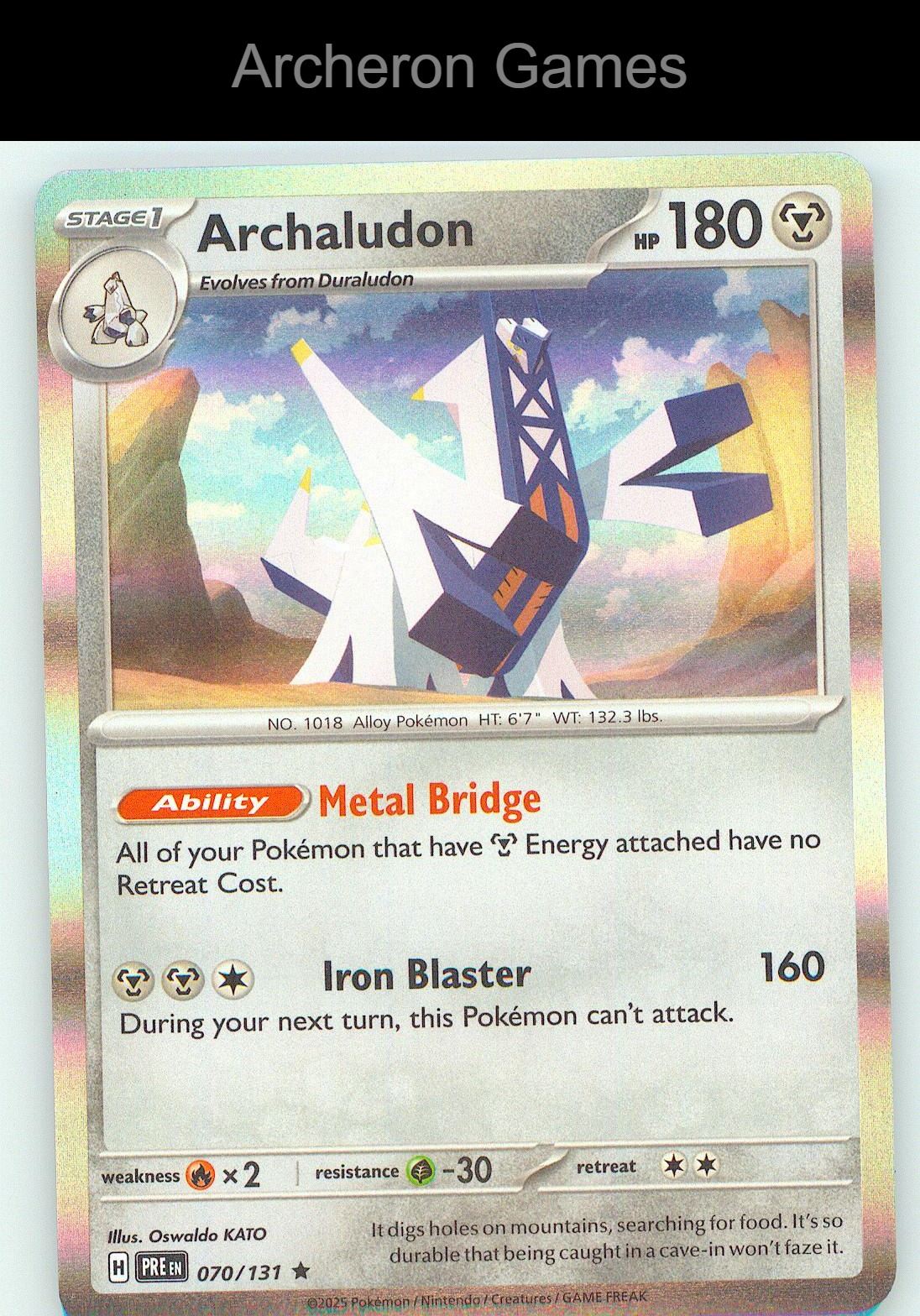 Pokemon Card Archaludon PRE 070/131 HOLO R Prismatic Evolutions