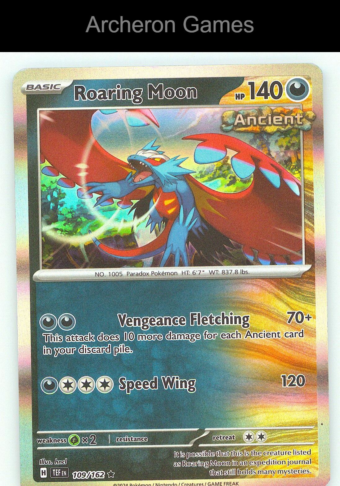 Pokemon Card Roaring Moon TEF 109/162 R Temporal Forces Holo