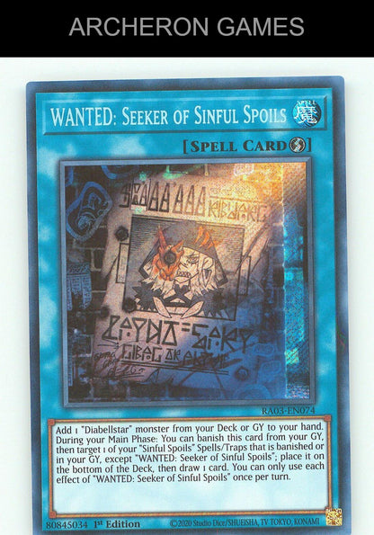 WANTED: Seeker of Sinful Spoils (Secret Rare) SEC YUGIOH Card