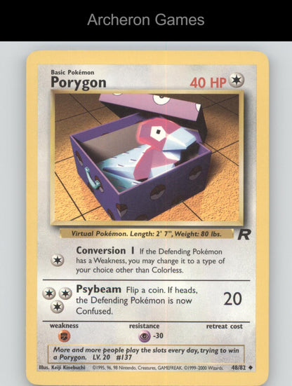 Pokemon Card Porygon TR 48/82 UC Team Rocket Unlimited