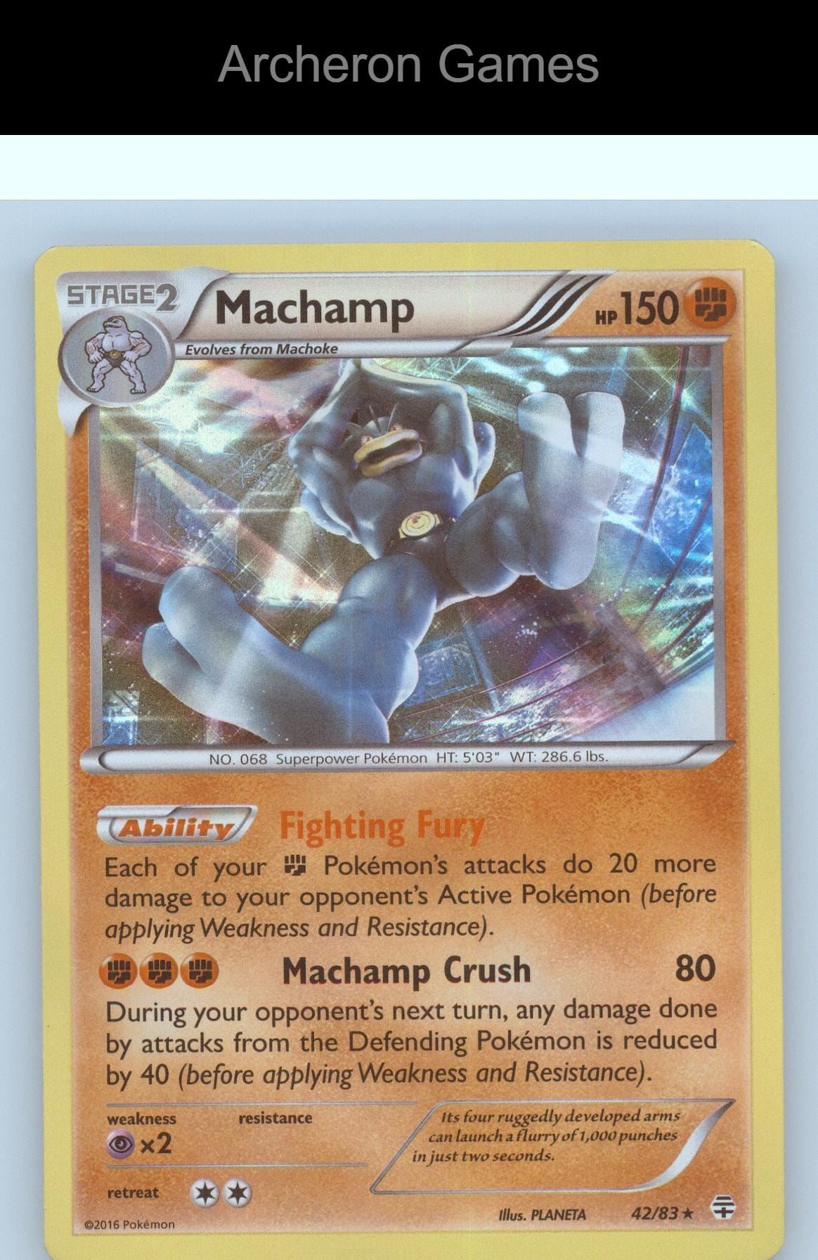 Pokemon Card Machamp GEN 42/83 HOLO R Generations