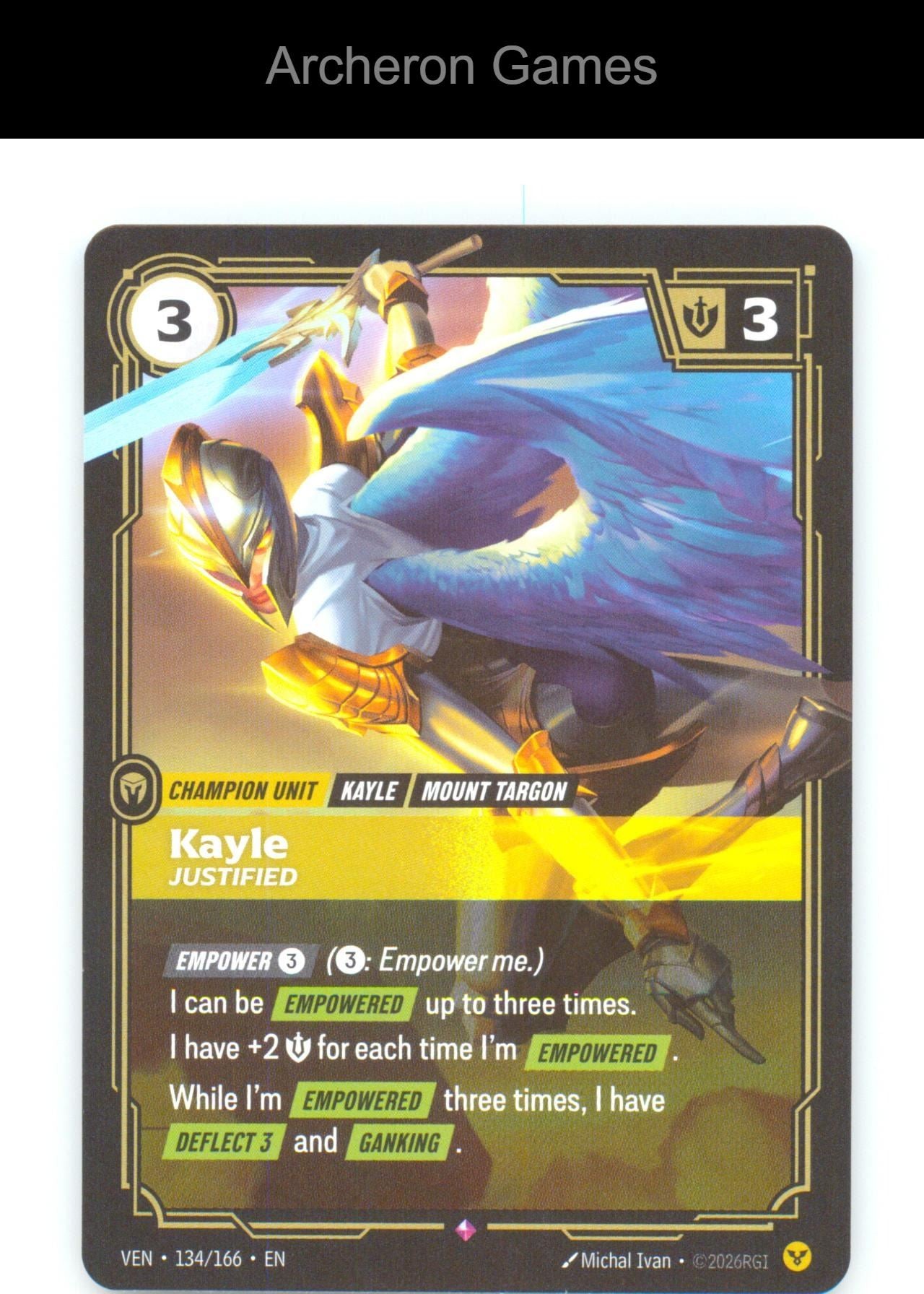 Kayle - Justified VEN 134/166 R Vendetta Riftbound Card Foil