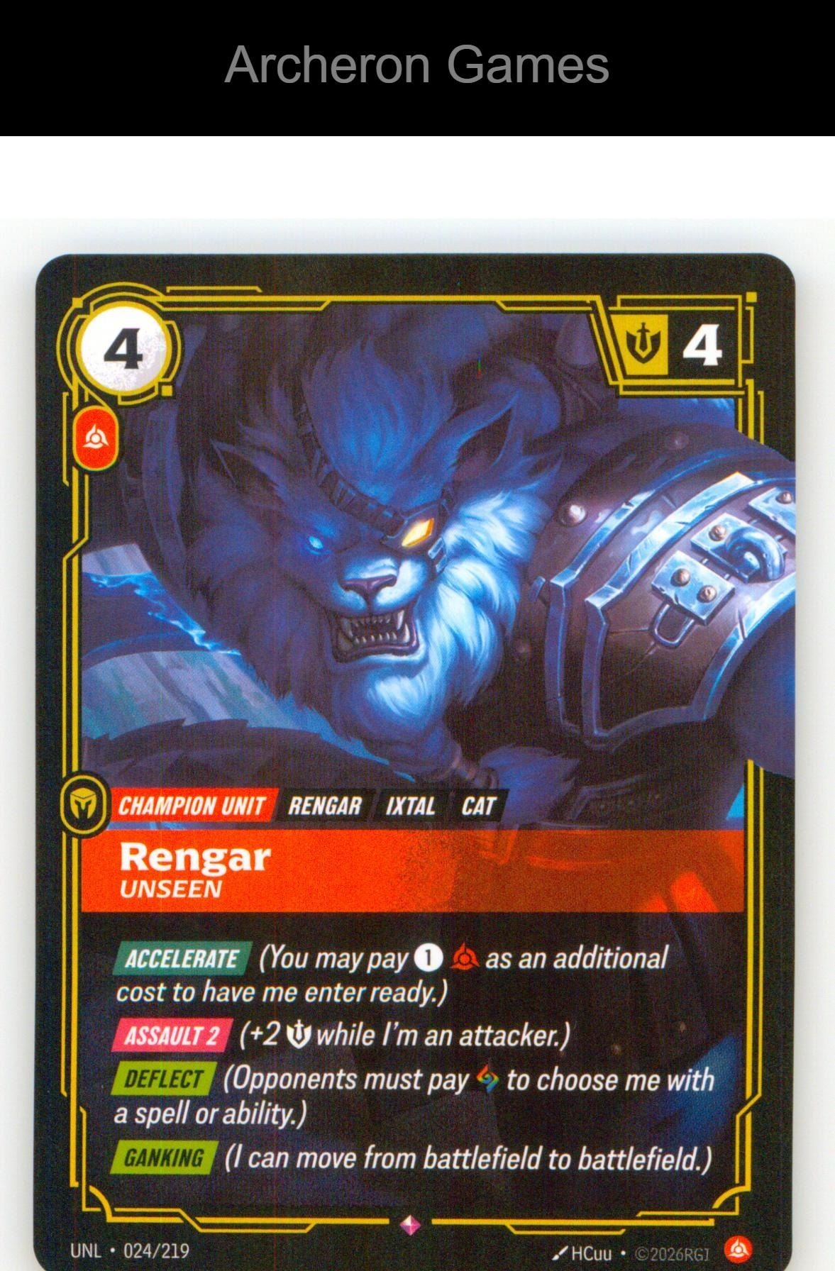 Rengar - Unseen UNL 024/219 R Unleashed Riftbound Card