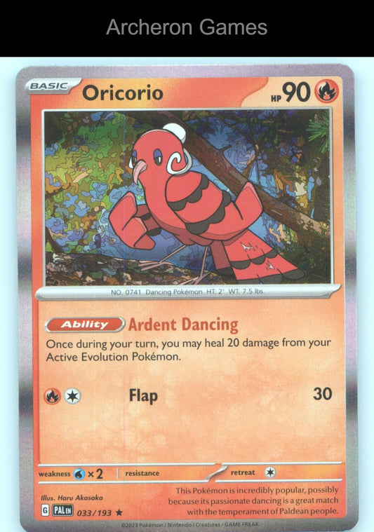 Pokemon Card Oricorio PAL 033/193 R Paldea Evolved Holo