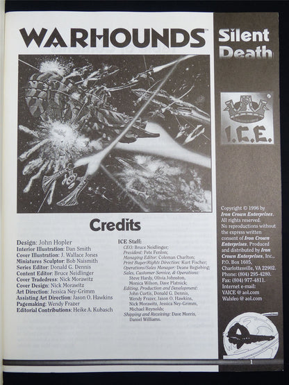Silent Death: Warhounds Miniatures Sourcebook - I.C.E. Booklet #2RB