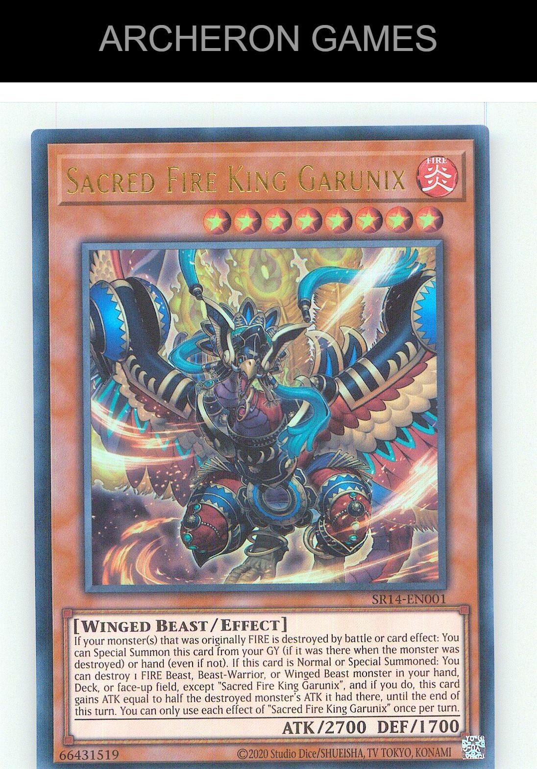 Sacred Fire King Garunix Ultra Rare YUGIOH Card 1st Edition