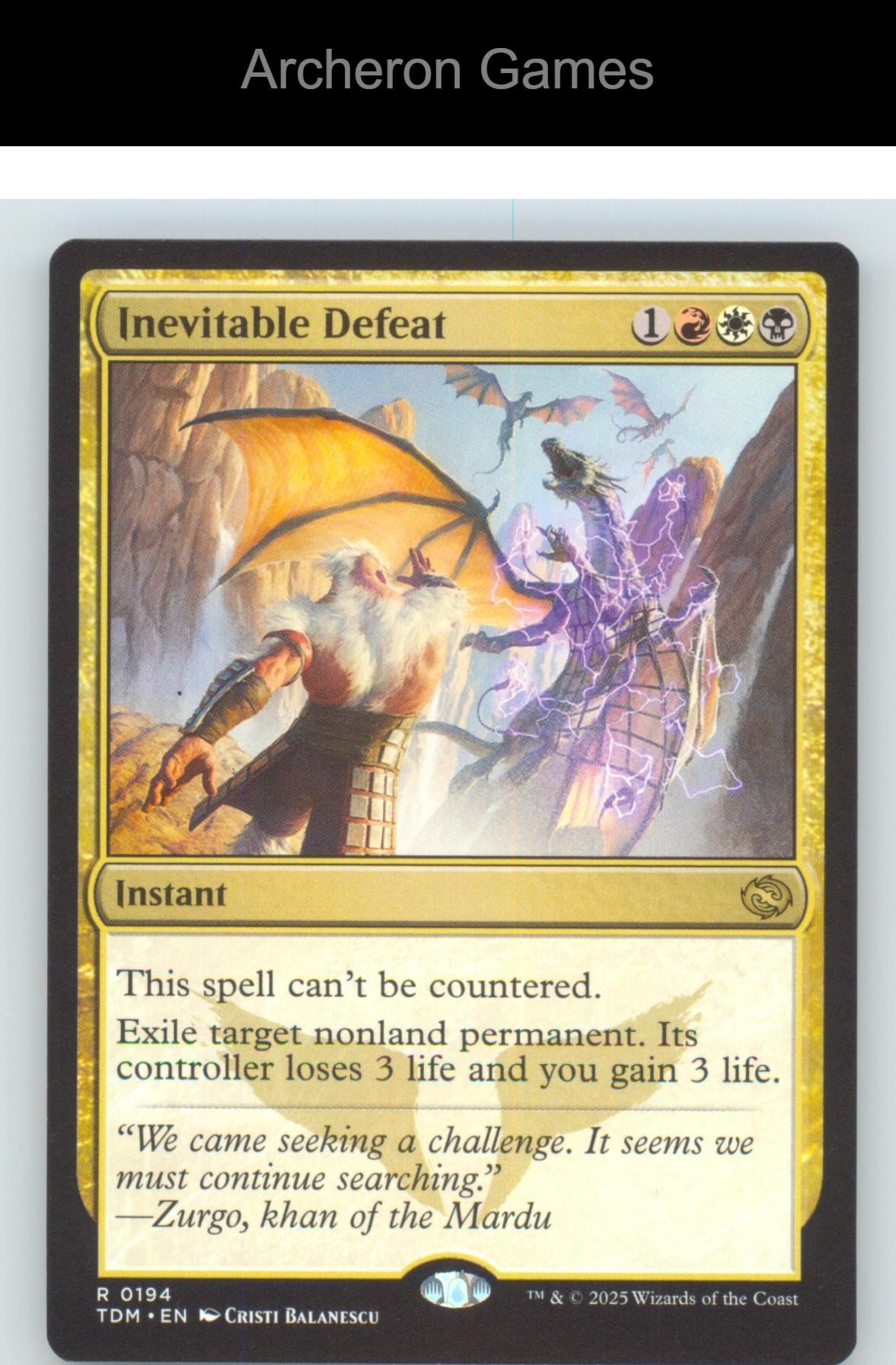 Inevitable Defeat TDM 194 R MTG Card NM/EX+