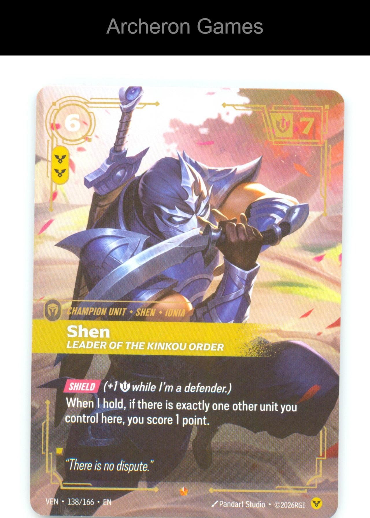 Shen - Leader of the Kinkou Order VEN 138/166 Epic Vendetta Riftbound Card Foil
