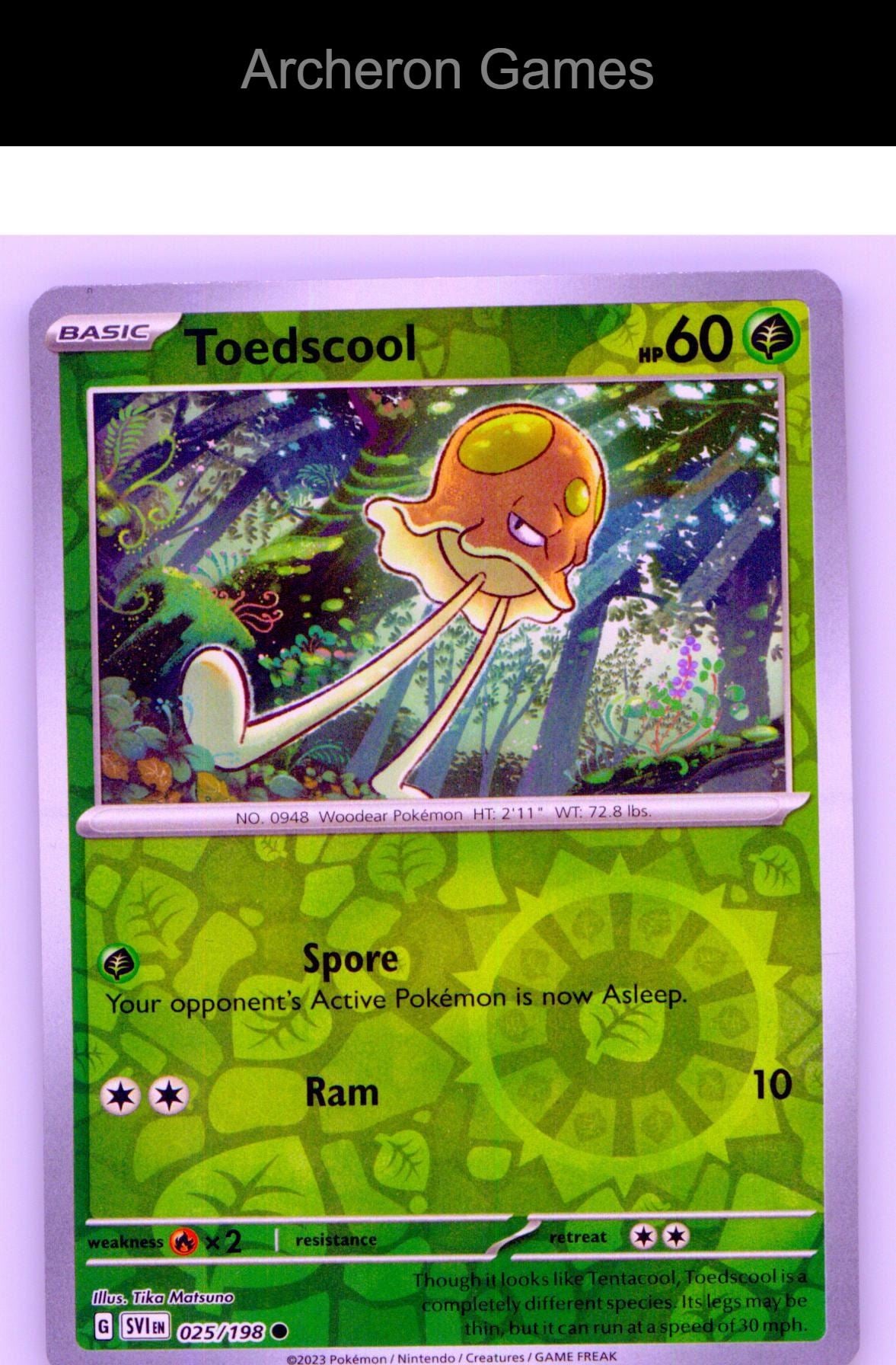 Pokemon Card Toedscool SVI 025/198 C Scarlet & Violet Reverse Holo
