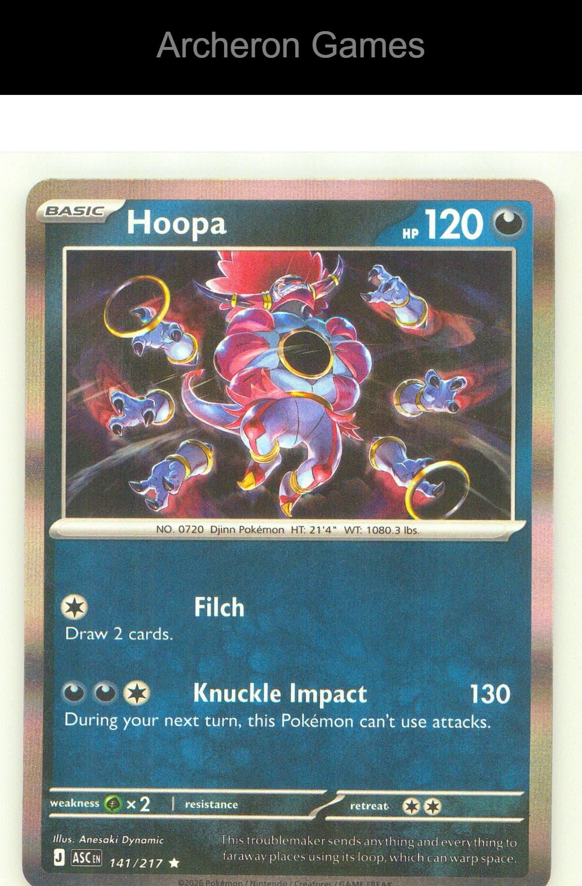 Pokemon Card Hoopa ASC 141/217 R Ascended Heroes Holo