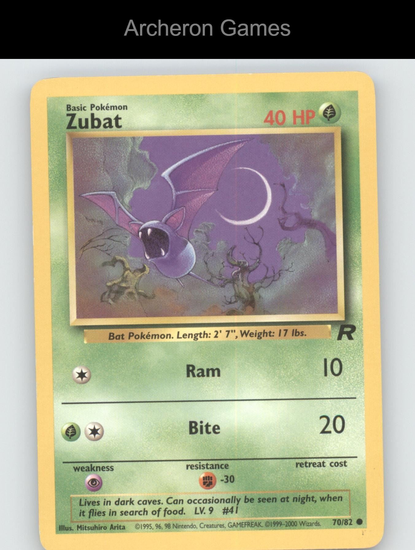 Pokemon Card Zubat TR 70/82 C Team Rocket Unlimited