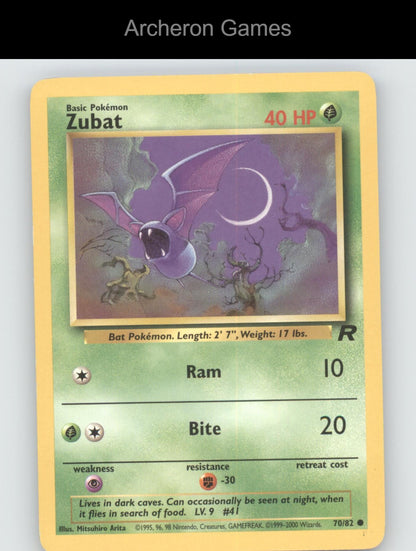 Pokemon Card Zubat TR 70/82 C Team Rocket Unlimited